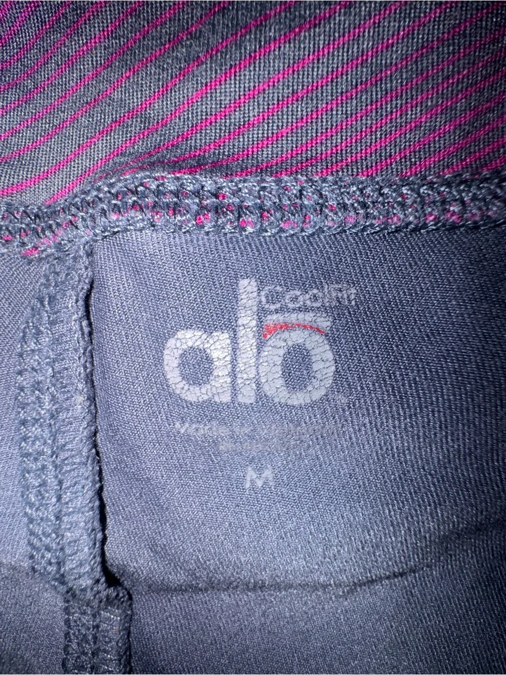 Alo Yoga Airbrush Crop Flare Leggings Gray Pink Foldover Waist Size M